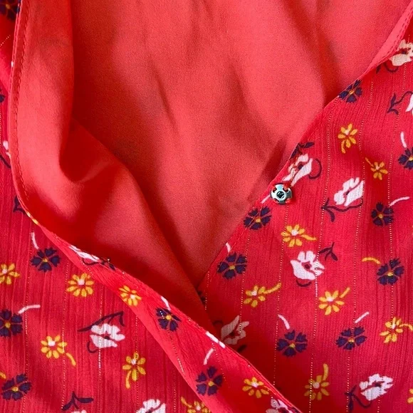 Madewell Tiered-Sleeve Peplum Top in Metallic Prairie Posies size 6 - Picture 4 of 15